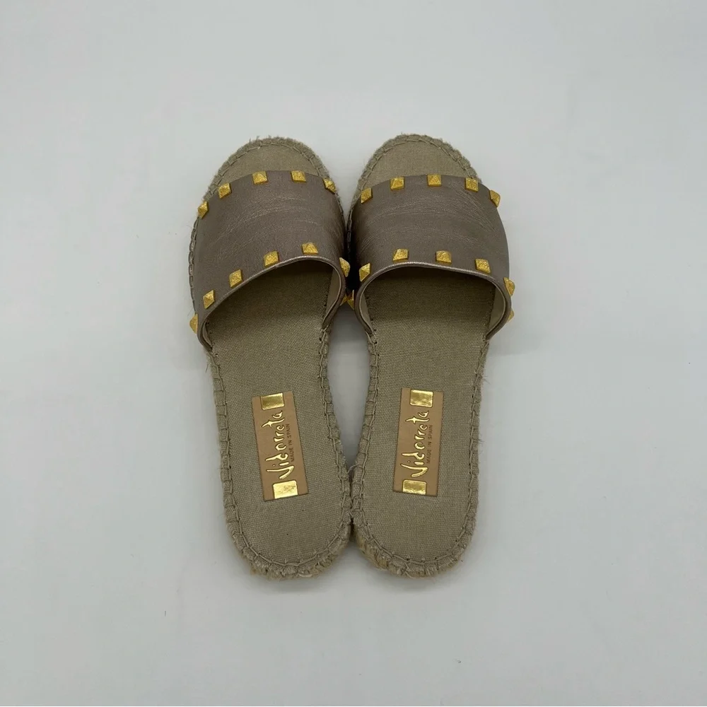 Vidorreta Espadrille Sandals Metallic Studded Slides Flats Size 10 Women - Picture 9 of 17